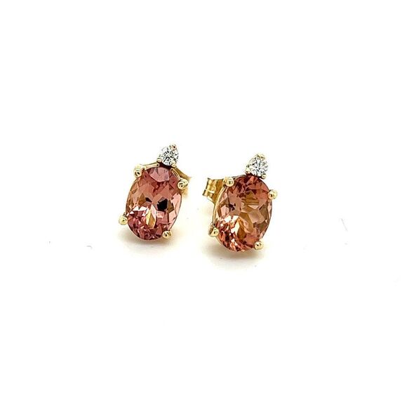 Natural Tourmaline Diamond Stud Earrings 14k Y Gold 1.76 TCW Certified $1,690 - Picture 2 of 7